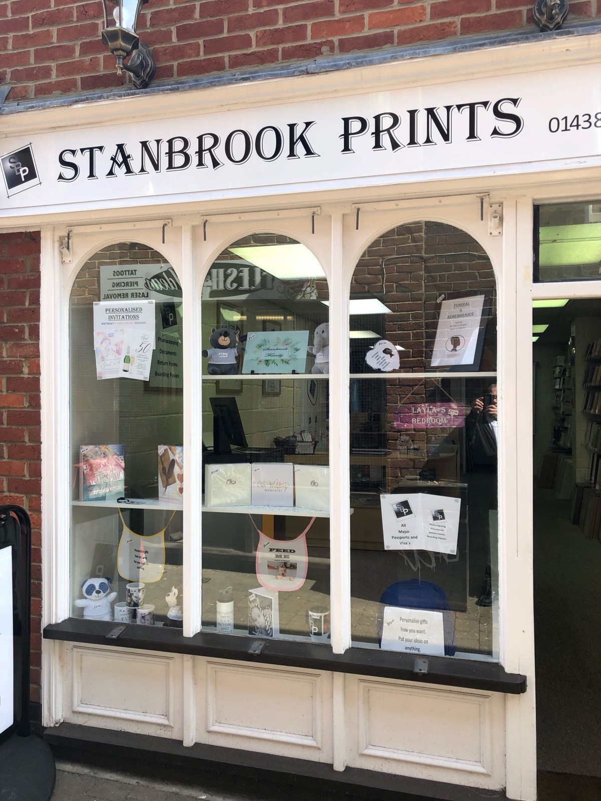 Stanbrook Prints shop front on Middle Row in Stevenage Old Town